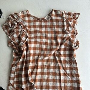 plad ruffle sleeve shirt